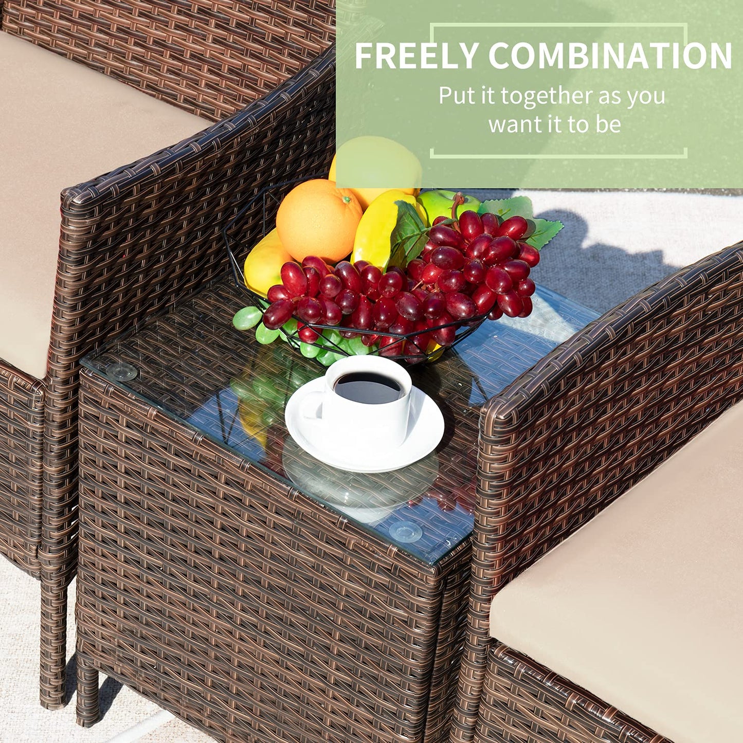 3-Piece Greesum Patio Furniture Set with Cushions