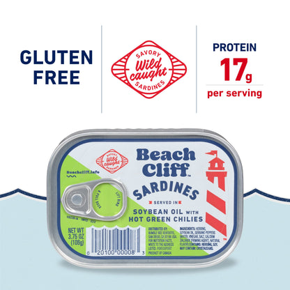 Beach Cliff Sardines in Soybean Oil - 12 Pack