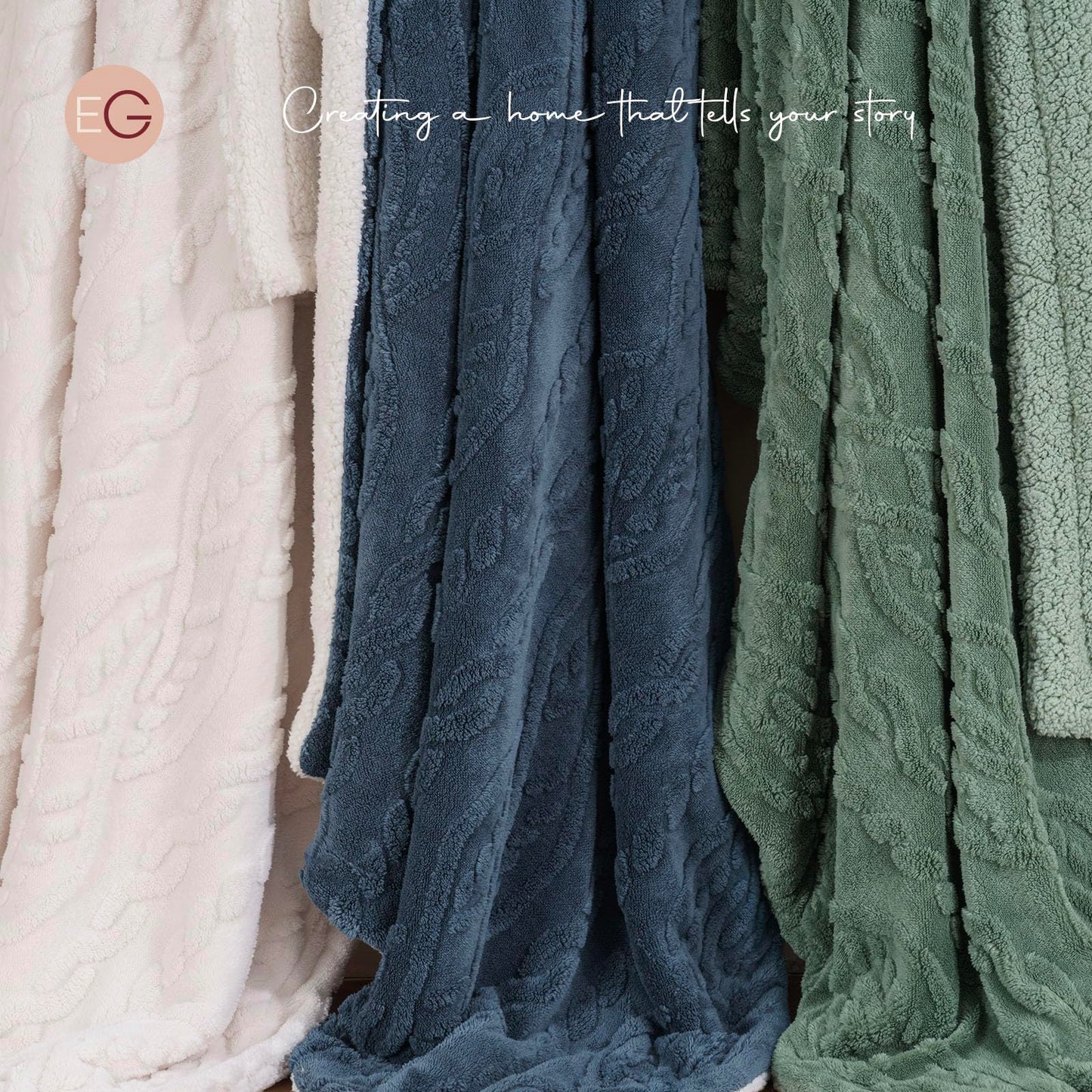 EVERGRACE Cozy Reversible Sherpa Fleece Throw Blanket