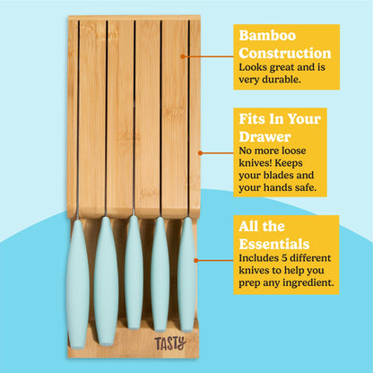 6-Piece Kitchen Knife Set with Organizer