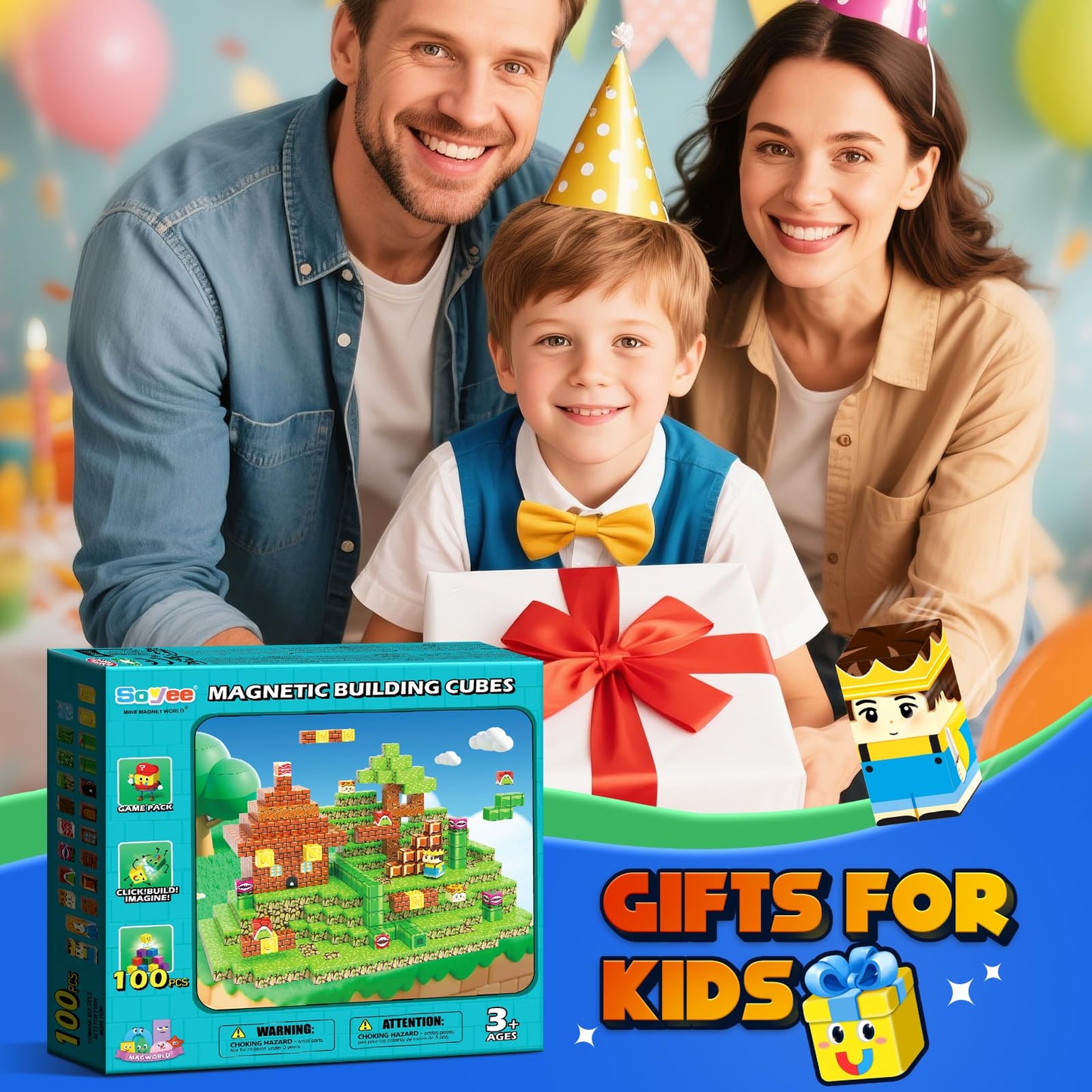 Magnetic Blocks 100PCS Magnetic Building Blocks Cubes Kids Boys Girls Toys for Ages 3-5 5-7 8-10 STEM Sensory Learning Building Magnet Toys 3-12 Year Old Girls Boys Birthday Gift