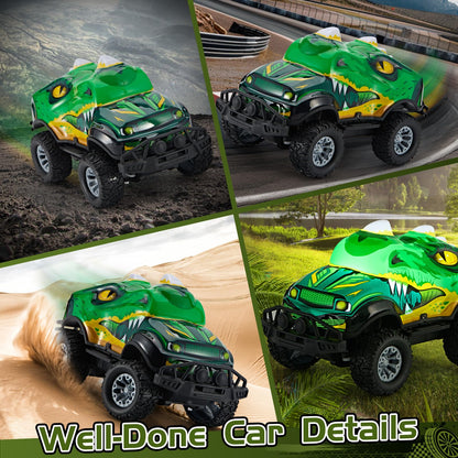 JOYBLI Dinosaur-Shaped Off-Road Vehicle Remote Control Cool Off-Road Vehicle Truck, 2.4GHz RC Car with LED Lights, 1:20Scale, RC Truck, Remote Control car from a Long Distance.Gifts for Boys (Green)