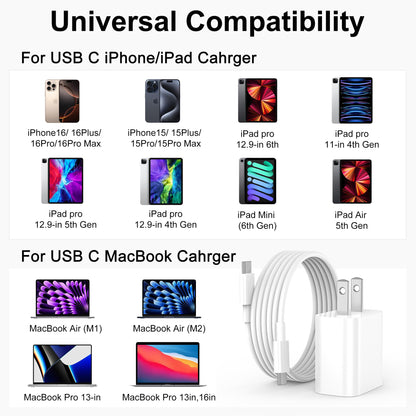 30W Fast USB-C Charger with Long Cable