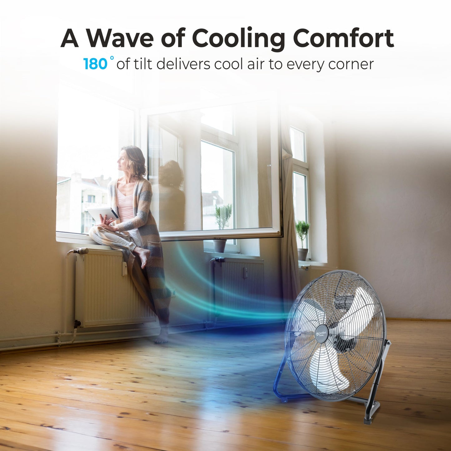 Comfort Zone 20" High-Velocity Industrial Floor Fan