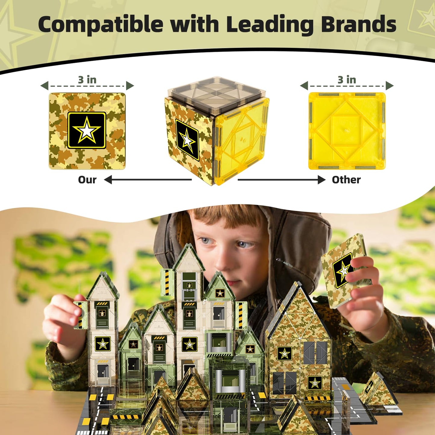 100 PCS Army Magnetic Building Blocks Toys