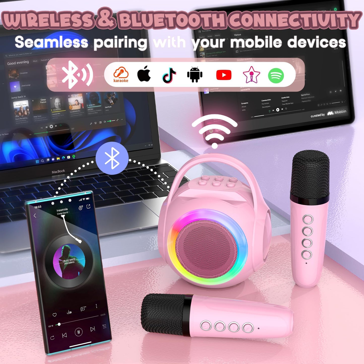 Hockvill Mini Karaoke Machine for Kids with Microphone