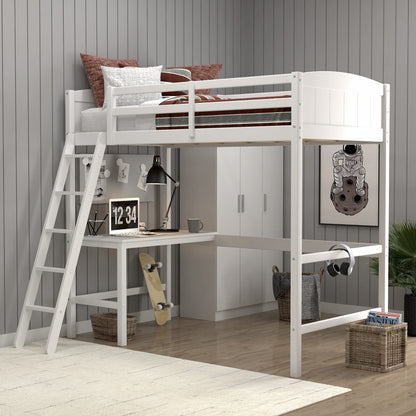 Hillsdale Twin Loft Bed with Desk, White