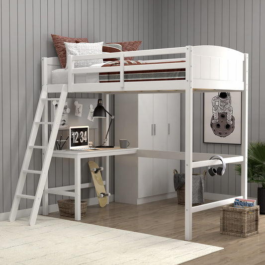 Hillsdale Twin Loft Bed with Desk, White