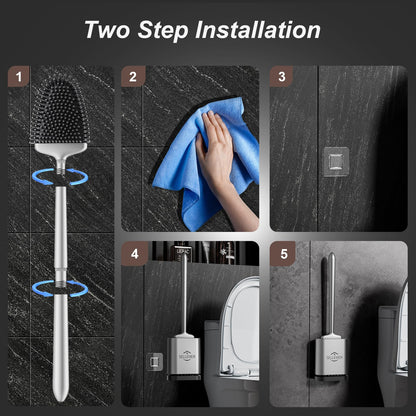 Toilet Brush Set with Holder and Flexible Head