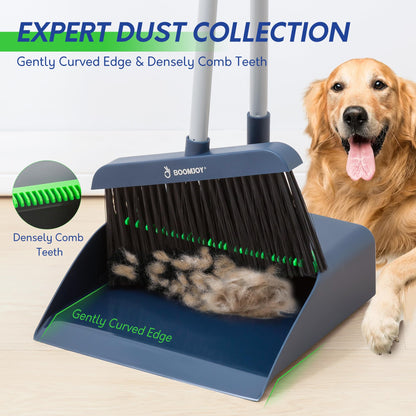 BOOMJOY Adjustable Broom and Dustpan Set