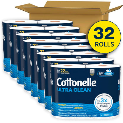Cottonelle Ultra Clean Toilet Paper, 32 Mega Rolls