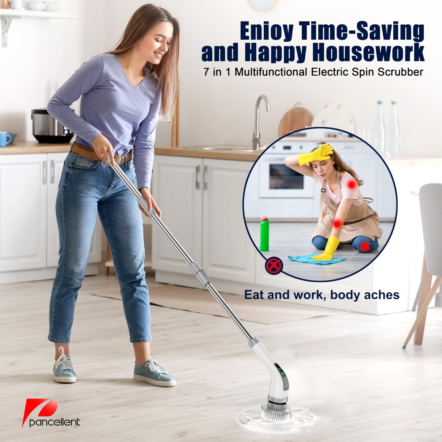 Electric Spin Scrubber with Extension Arm