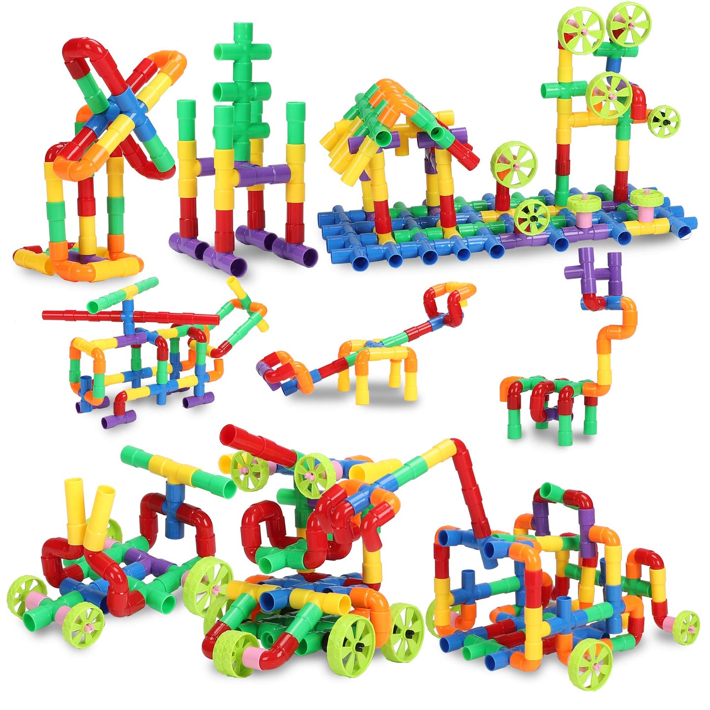 KAKATIMES STEM Building Blocks Toy for Kids, Educational Toddlers Preschool Brain Toy Kit, Constructions Toys for 3 4 5 6 7 8 Years Age Boys and Girls–Creativity Kids Materials Toys