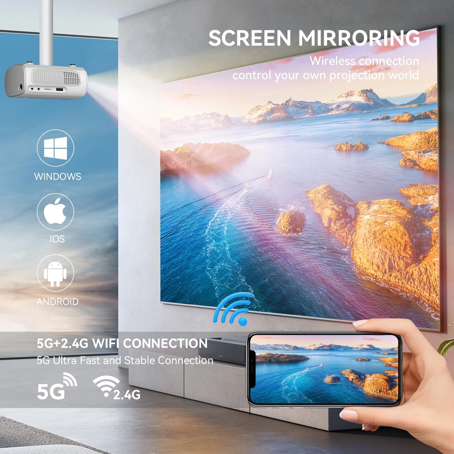 Mini Projector 1080P with Wifi by Ubxxziy