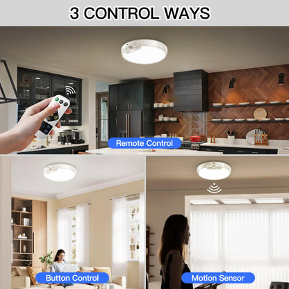 Rechargeable Motion Sensor Ceiling Light with Remote