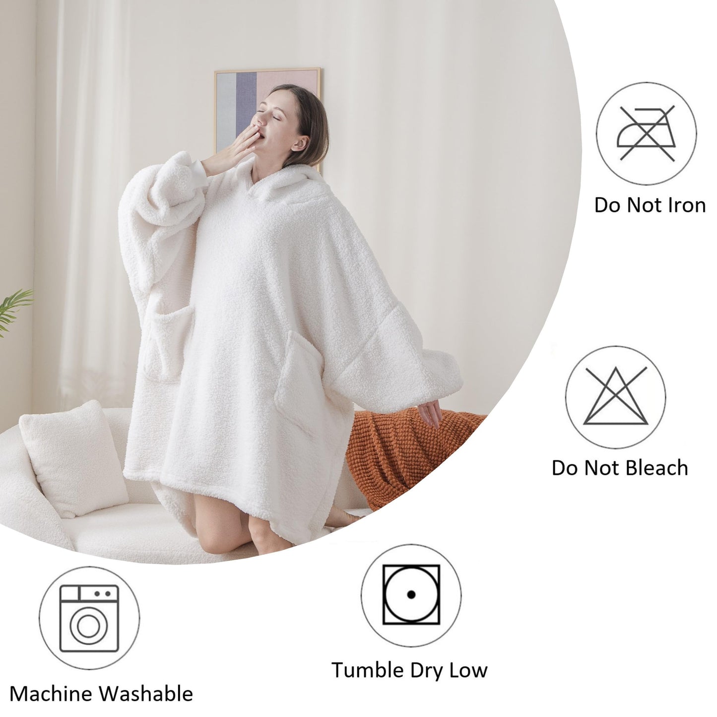 Cozy Sherpa Wearable Blanket Hoodie for Adults