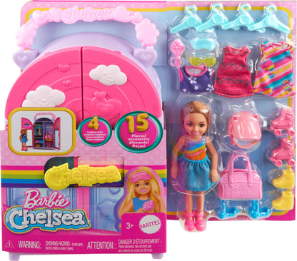 Barbie Chelsea Doll & Closet Playset with 15 Pieces