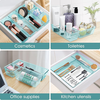 WOWBOX 21-Piece Clear Drawer Organizer Set
