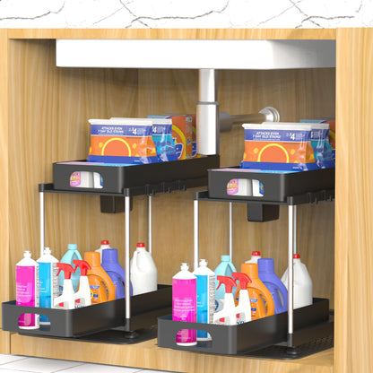 FISTUKIT Under Sink Organizer with Under Sink Mat