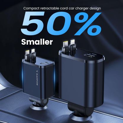 RAMPOW 65W Retractable USB-C Car Charger