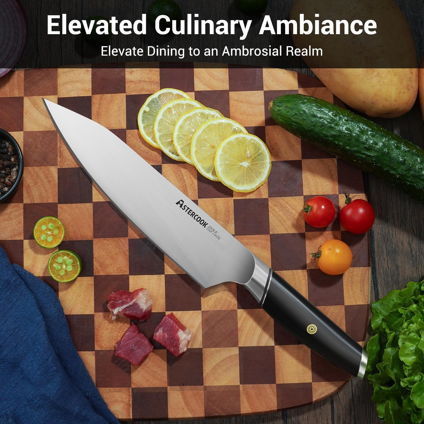 Astercook 8-Inch Professional Chef Knife, Ultra Sharp