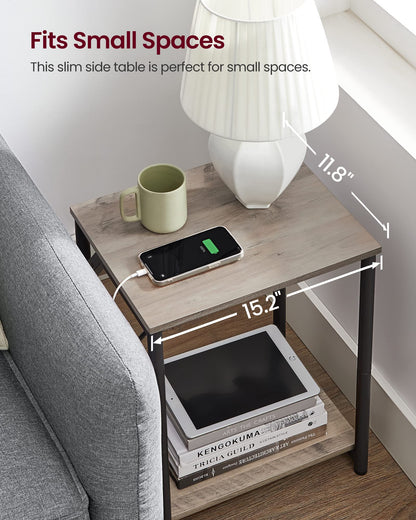 Set of 2 VASAGLE Side Tables with Charging Station