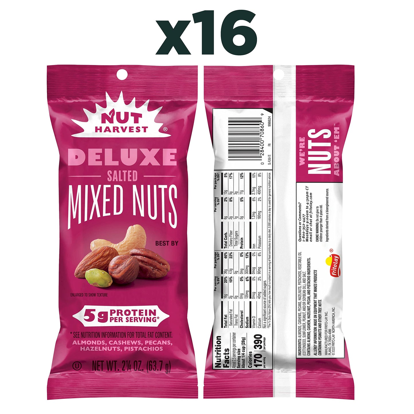 Nut Harvest Deluxe Mixed Nuts 16-Pack 2.25oz