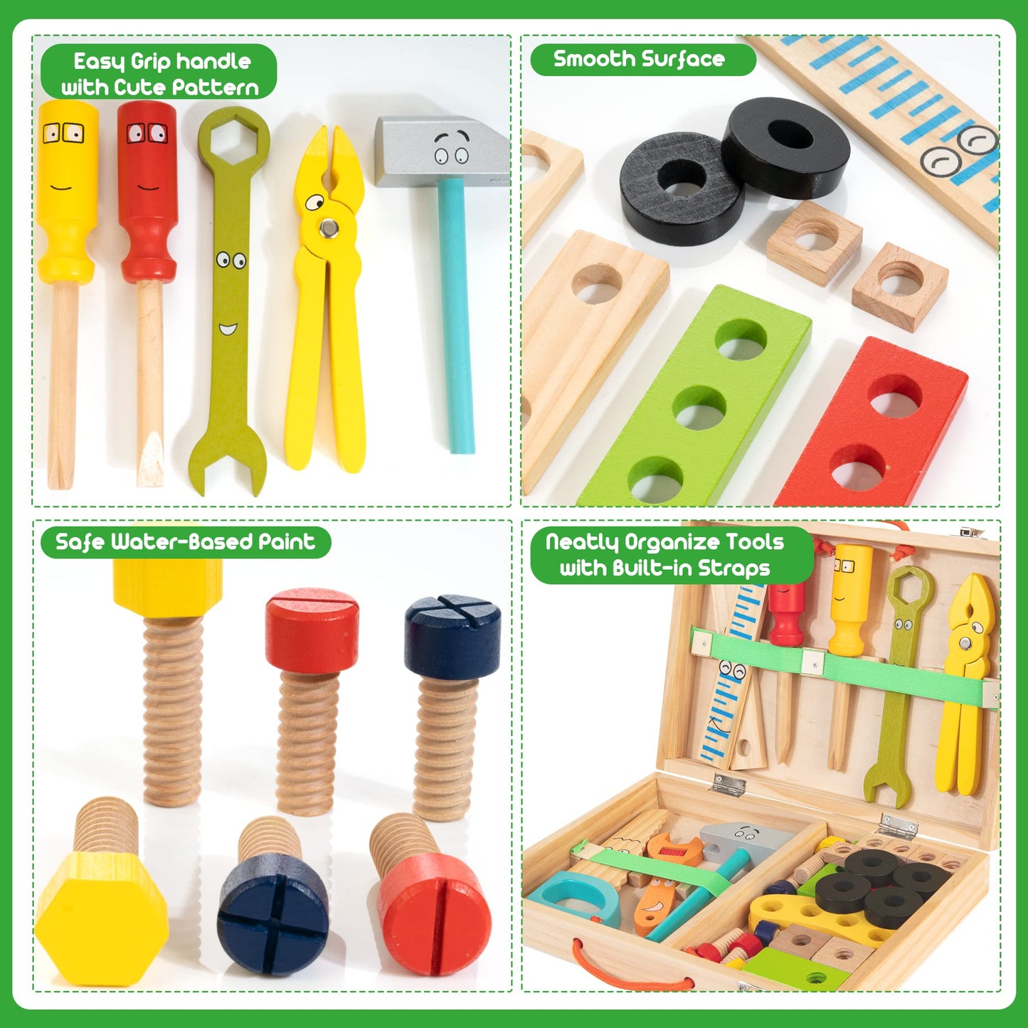 Toddler Tool Set with Toolbox & DIY Stickers