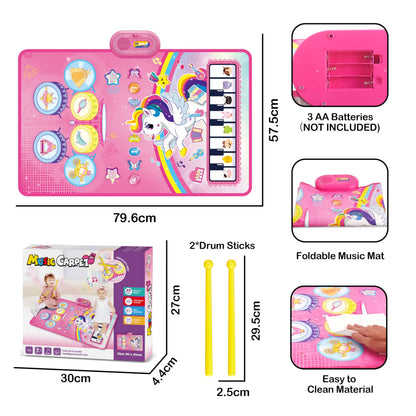 Unicorn Piano Drum Play Mat for Toddlers