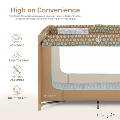 Dream On Me Zodiak Portable Baby Playard - Coffee/Blue