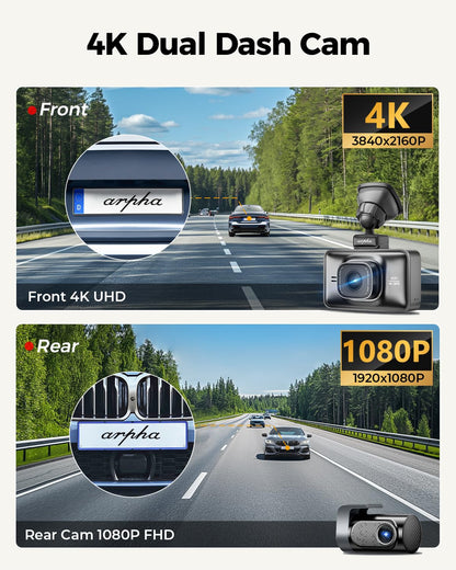 4K Dash Cam with GPS & WiFi