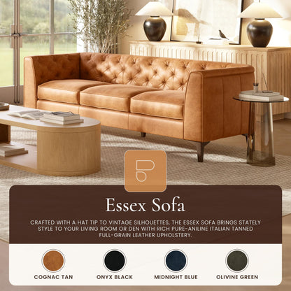 Poly & Bark Leather Sofa with Tufted Back
