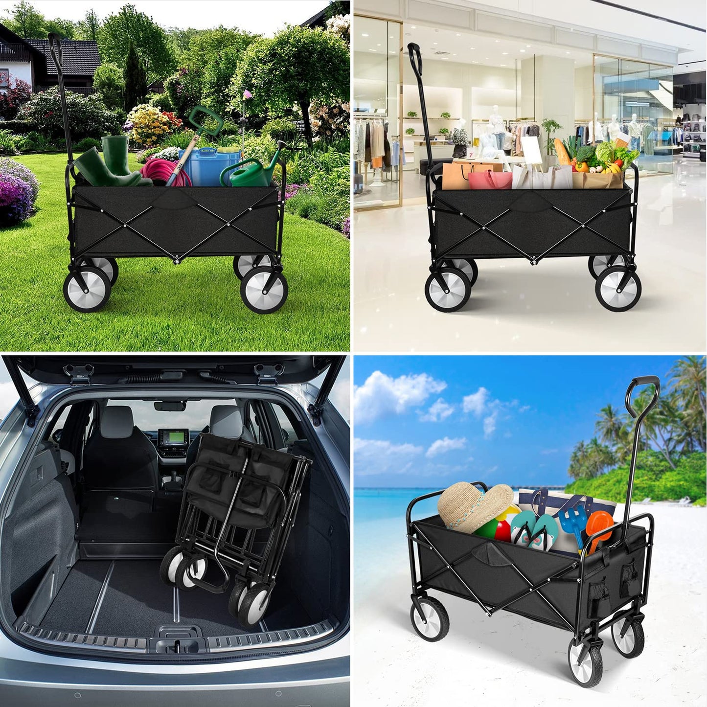 Collapsible Garden Cart with Swivel Wheels