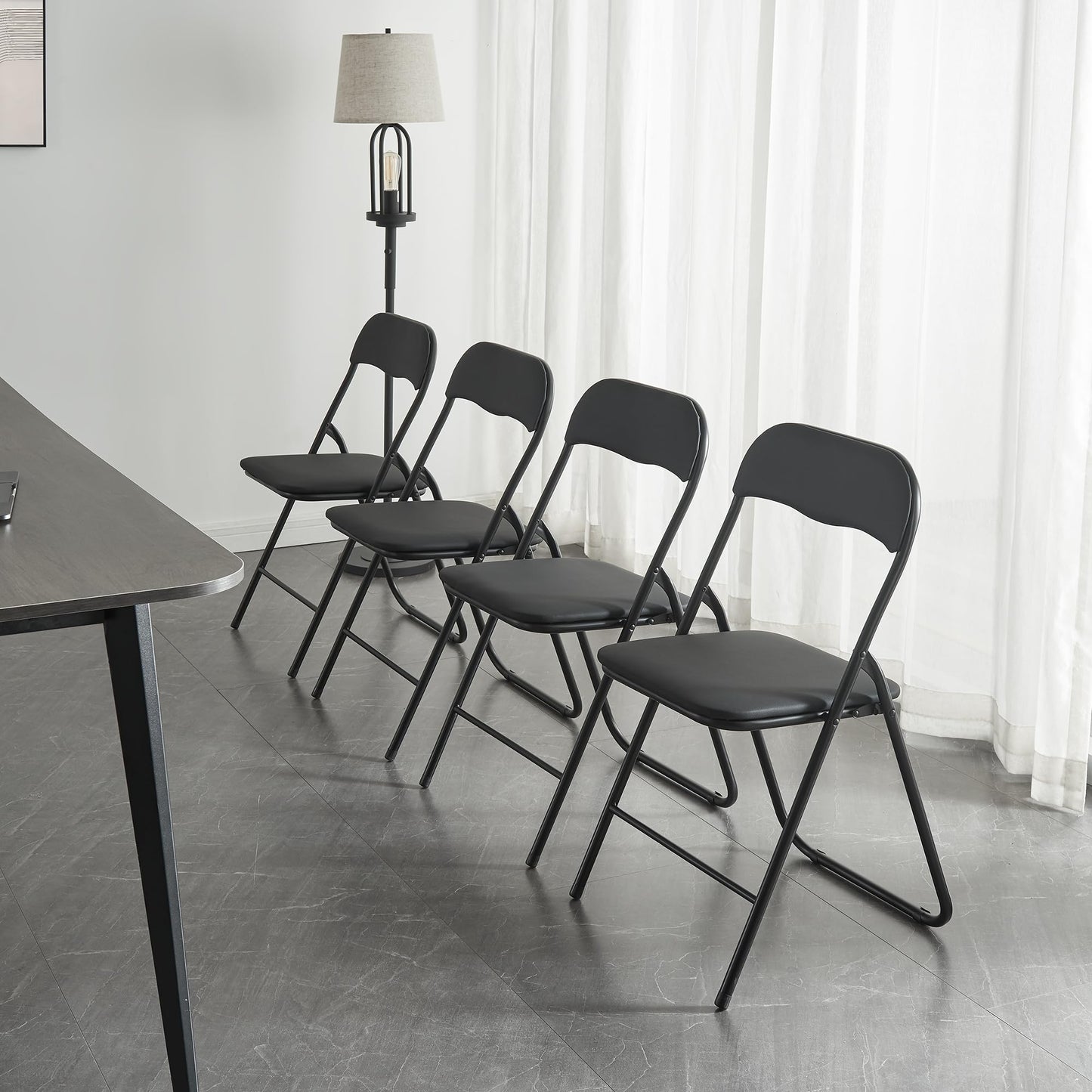 Panana Folding Chairs with Padded Cushion and Back, Metal Chairs for Home and Office,Indoor and Outdoor Foldable Chairs (Black, 6 Pack)
