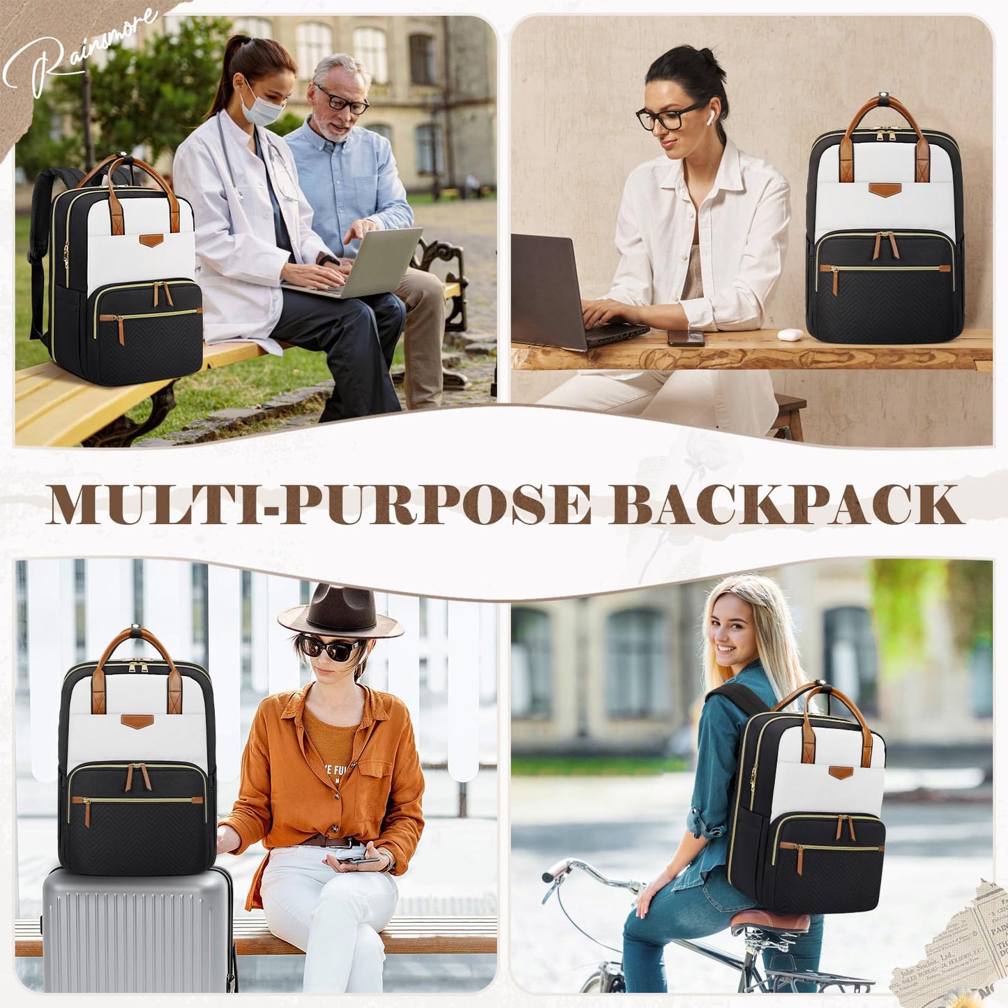 RAINSMORE 15.6 Inch Laptop Travel Backpack