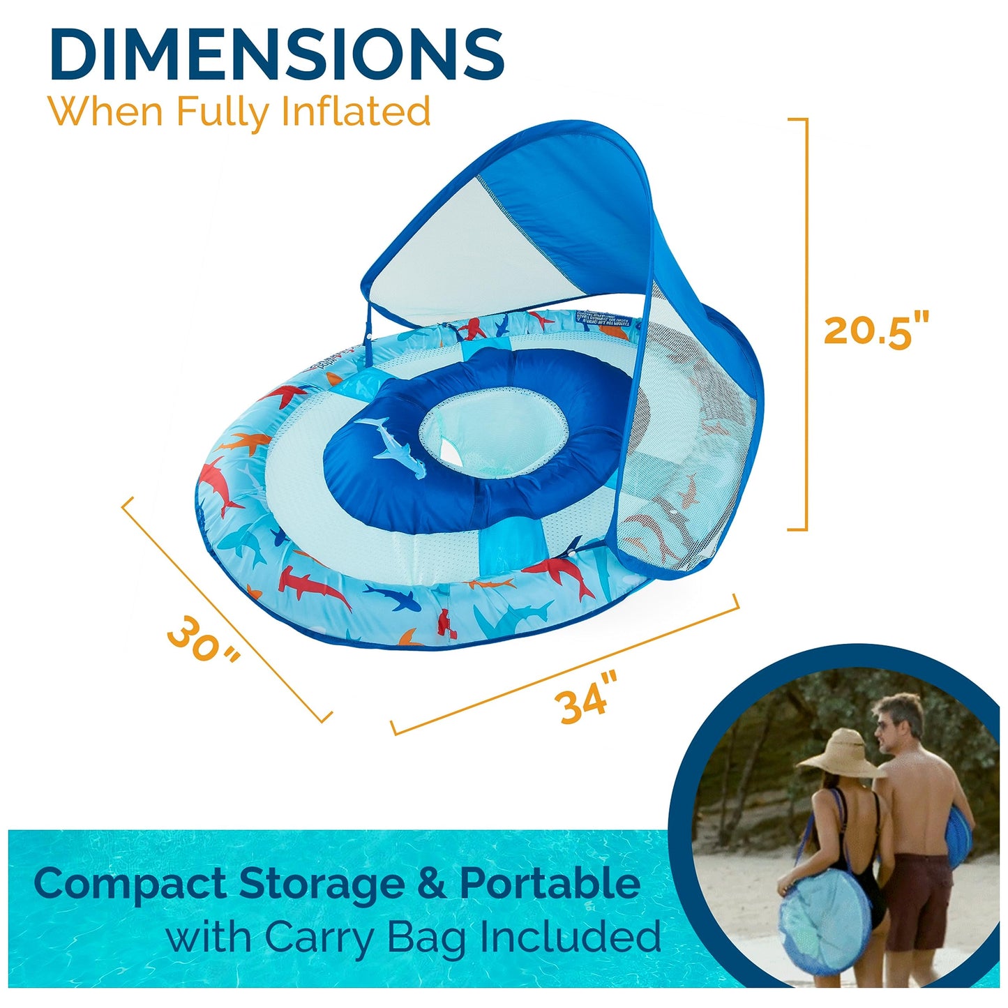 SwimWays Shark Baby Spring Float with Canopy