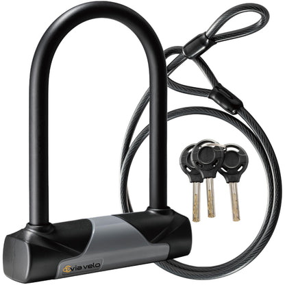 Via Velo Heavy Duty Bike U-Lock with Cable