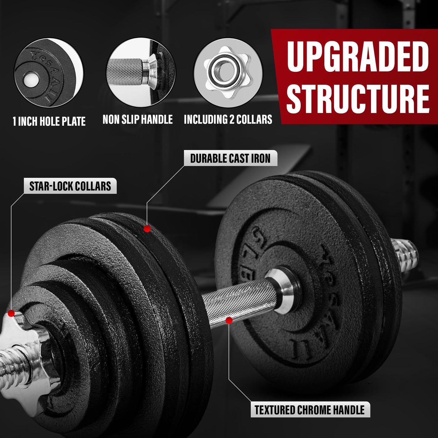 Yes4All 60lbs Adjustable Dumbbell with Connector