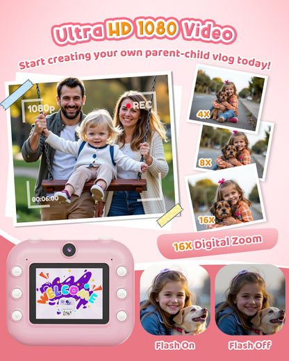 Kids Dual Lens Instant Camera for Ages 3-12