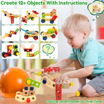 Toddler Tool Set with Toolbox & DIY Stickers