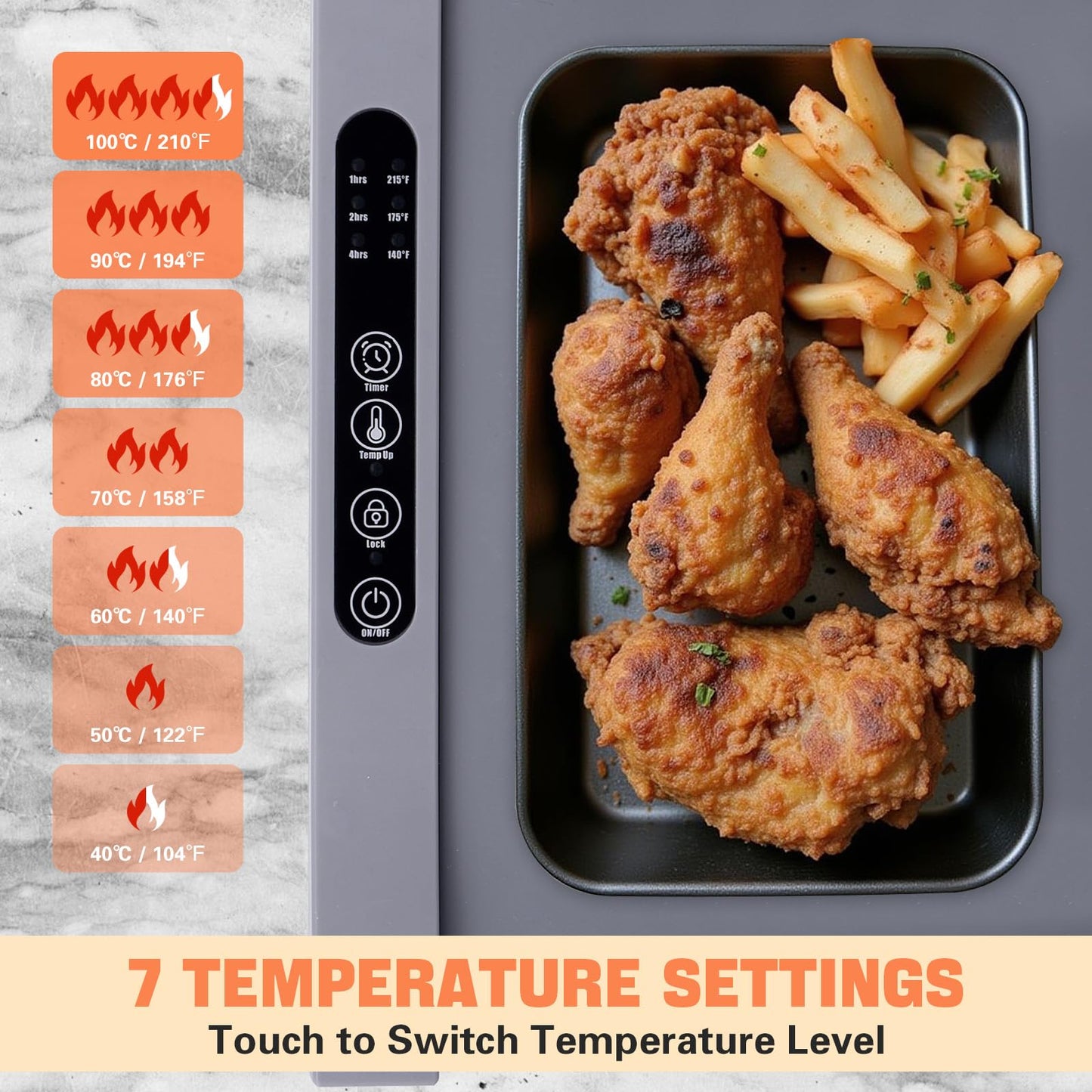 Electric Food Warming Mat with Timer & Temperature