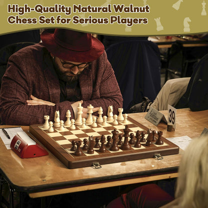15" Magnetic Wooden Chess and Checkers Set