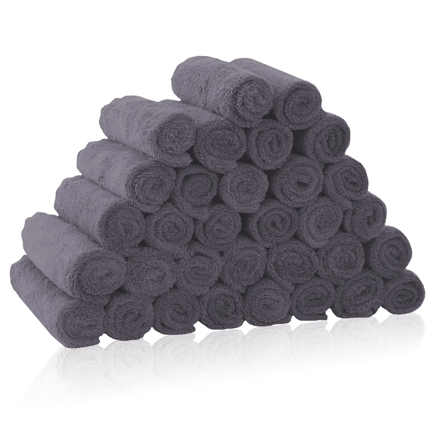 32 Pack Baby Washcloths - Luxury Coral Fleece - Extra Absorbent and Soft Wash Clothes for Newborns, Infants and Toddlers - Suitable for Sensitive Skin and New Born - Baby Shower - Grey, 10x10 Inch