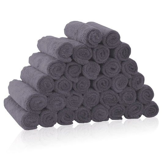 32 Pack Baby Washcloths - Luxury Coral Fleece - Extra Absorbent and Soft Wash Clothes for Newborns, Infants and Toddlers - Suitable for Sensitive Skin and New Born - Baby Shower - Grey, 10x10 Inch