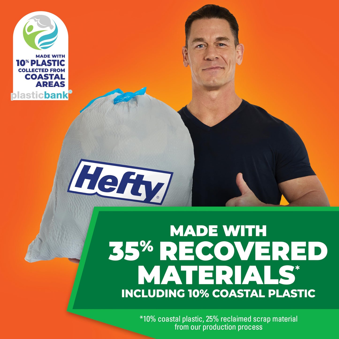 Hefty® Ultra Strong Tall Kitchen Trash Bags, 35% Recovered Materials, Seaside Breeze, 13 Gallon (Pack of 1, 80 Count Total)