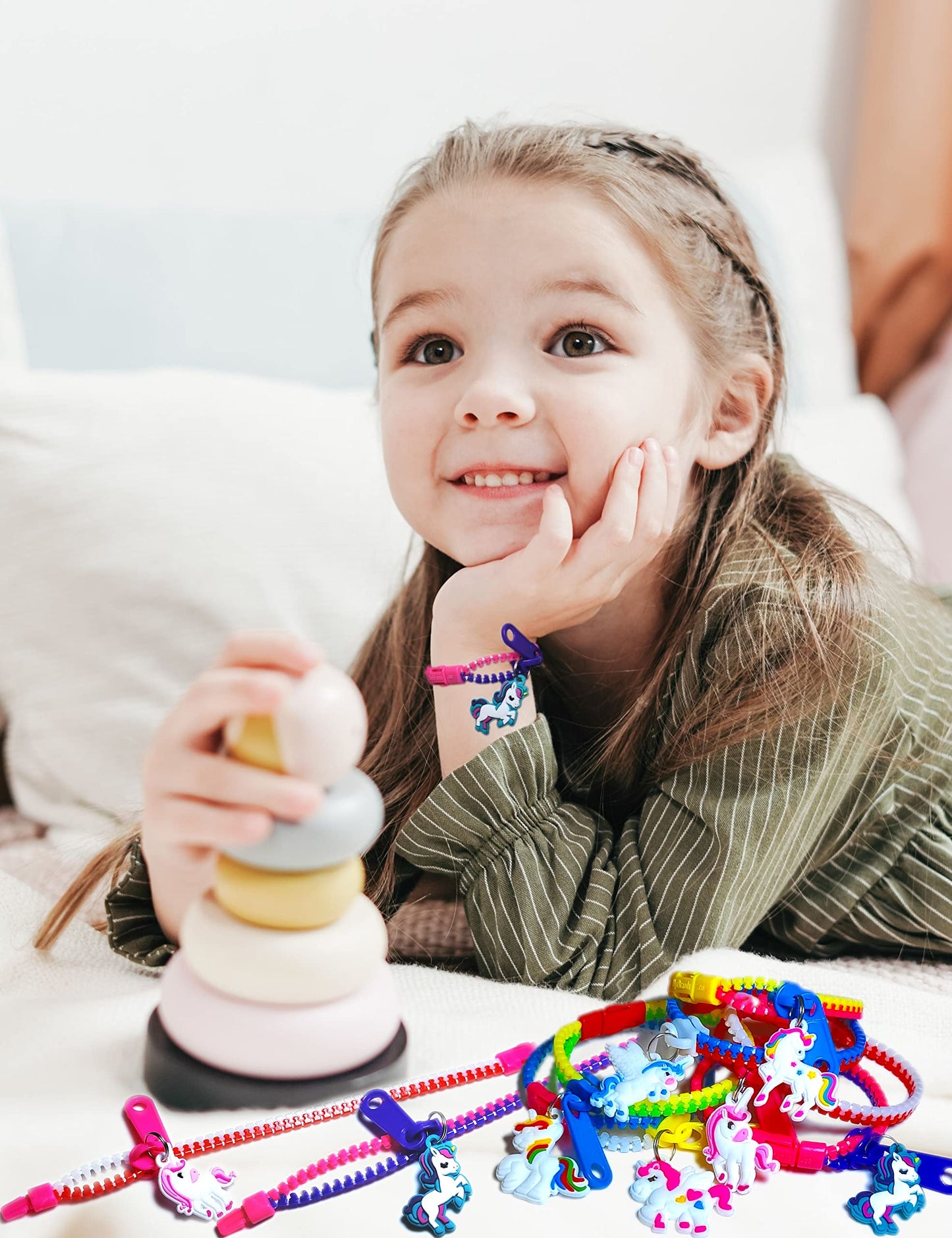 Unicorn Zipper Bracelets Party Kit for Kids