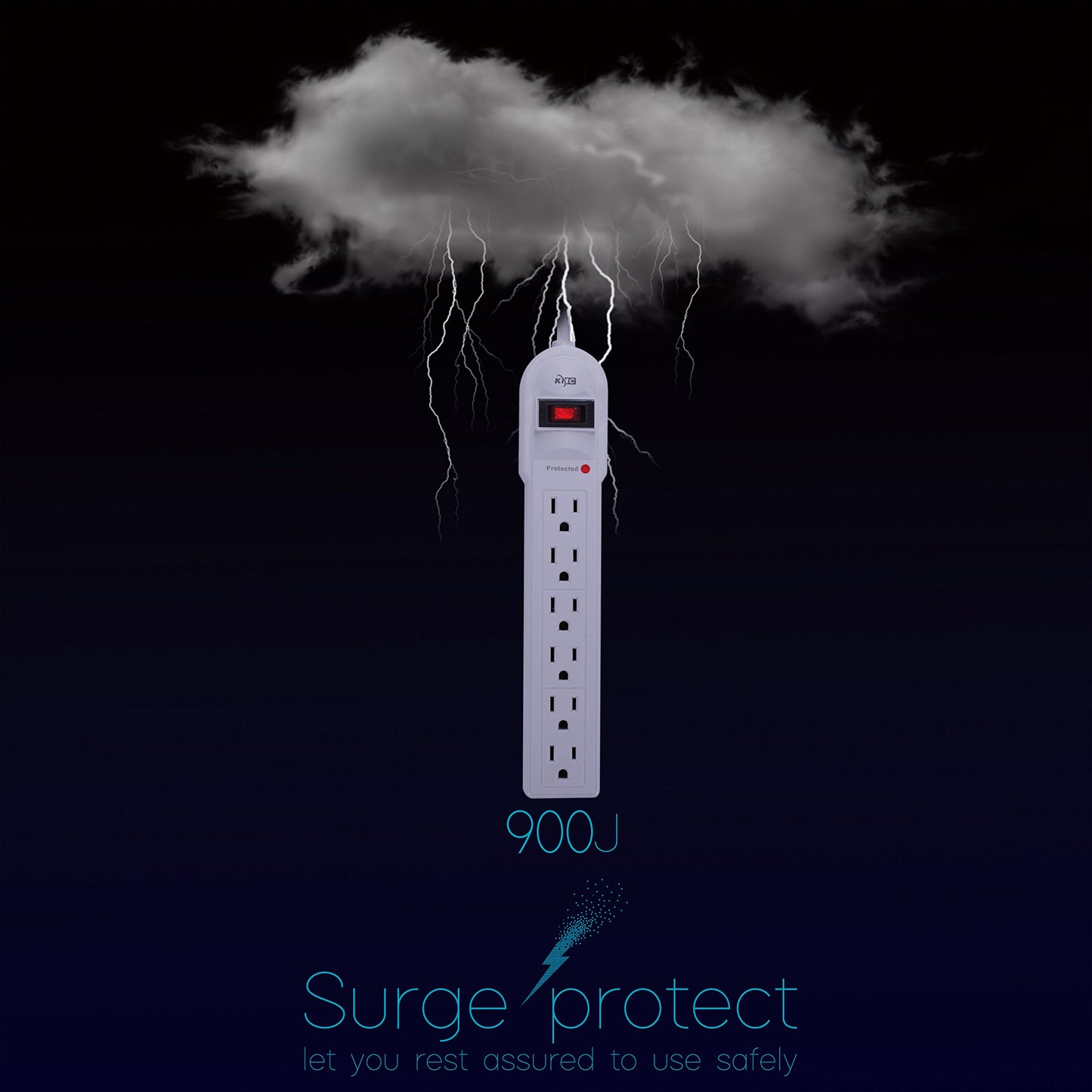 KMC 6-Outlet Surge Protector Power Strip 2-Pack