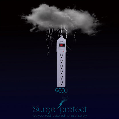KMC 6-Outlet Surge Protector Power Strip 2-Pack