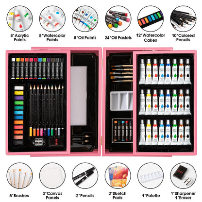 Deluxe Wooden Art Set with Sketch Pads and Paints