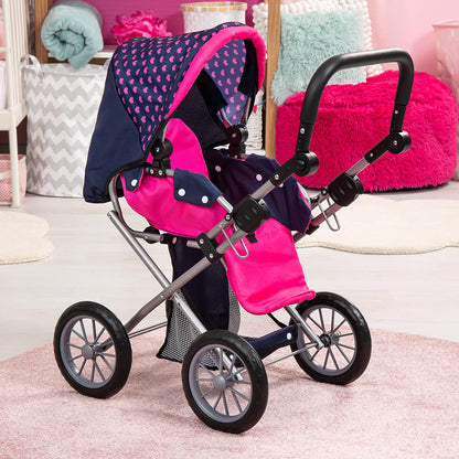 Bayer Design Baby Doll City Star Pram in Polka Dots, Blue/Pink